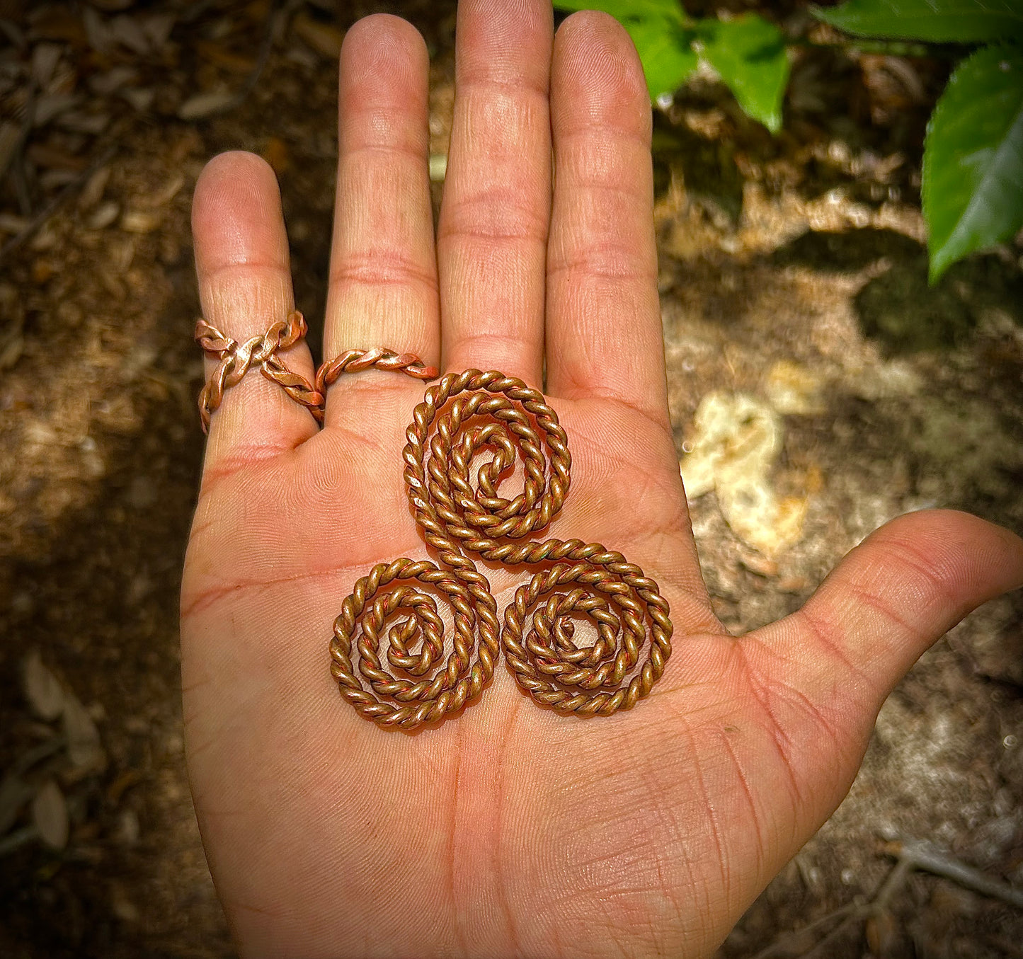 Copper Tensor Triskelion Coil  One Sacred Cubit 20.625” 52.39 cm | 144 MHz Energy Harmonizer and EMF Protection Tool