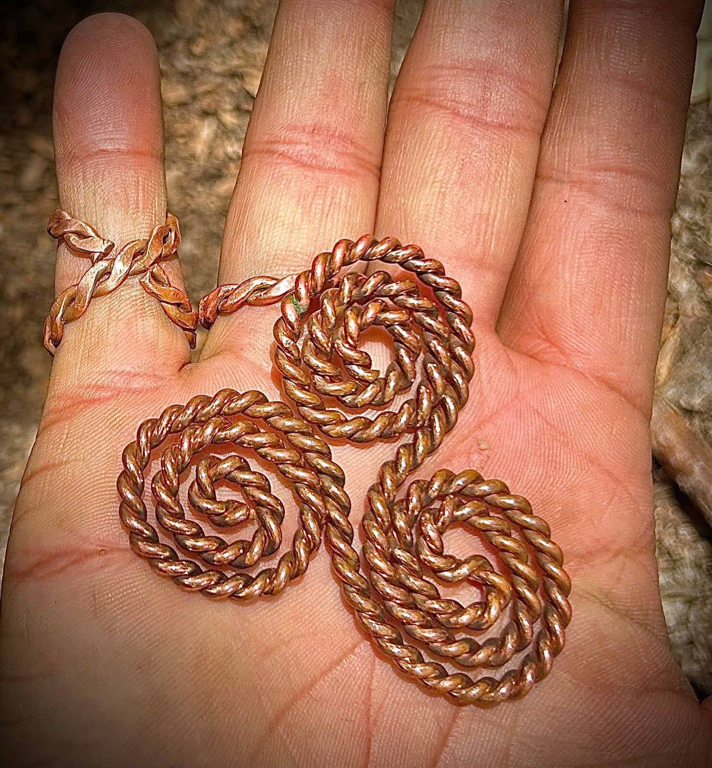 Copper Tensor Triskelion Coil  One Sacred Cubit 20.625” 52.39 cm | 144 MHz Energy Harmonizer and EMF Protection Tool