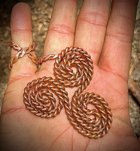 Copper Tensor Triskelion Coil  One Sacred Cubit 20.625” 52.39 cm | 144 MHz Energy Harmonizer and EMF Protection Tool