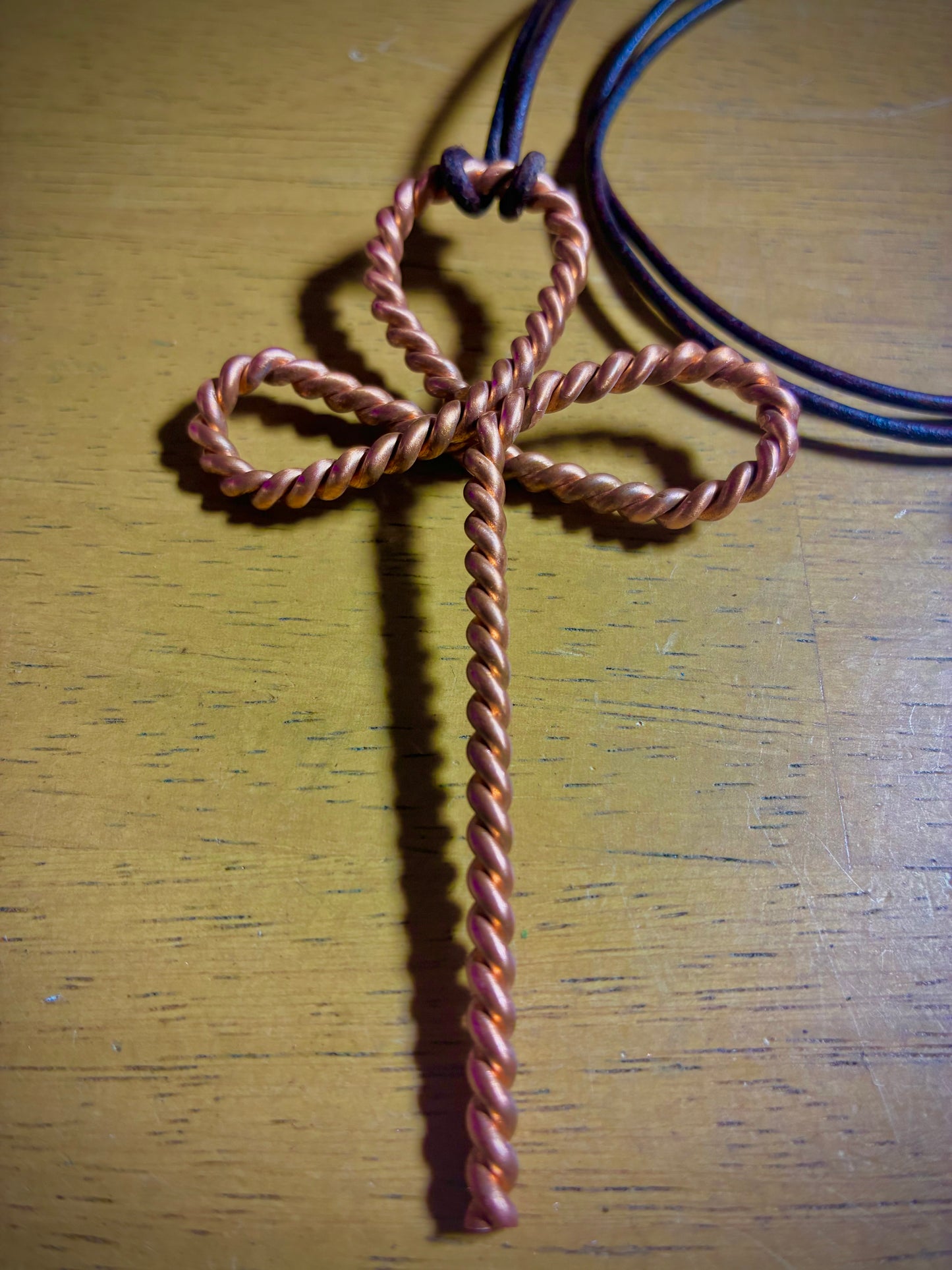 Infinity Ankh • Handwoven Tensor Copper Pendant ️