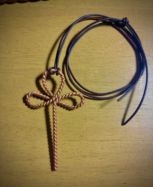 Infinity Ankh • Handwoven Tensor Copper Pendant ️