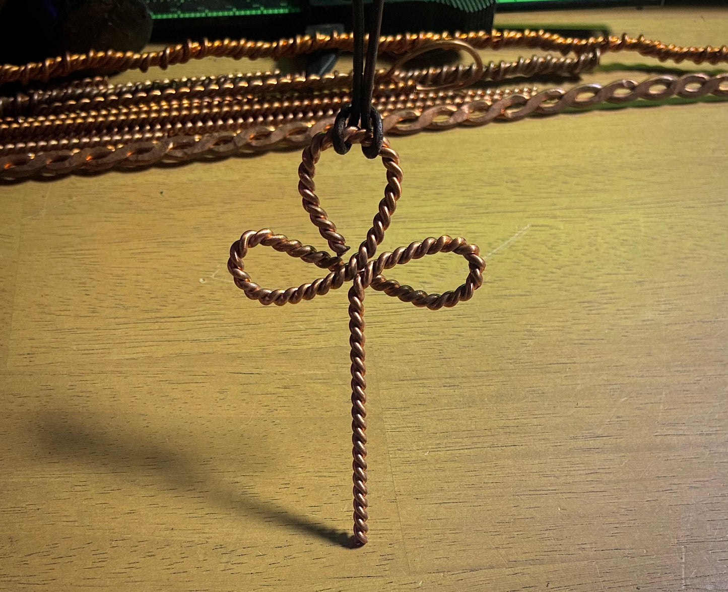 Infinity Ankh • Handwoven Tensor Copper Pendant ️