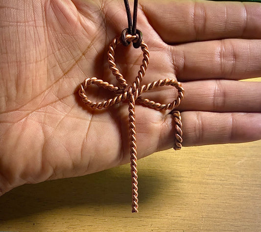 Infinity Ankh • Handwoven Tensor Copper Pendant ️